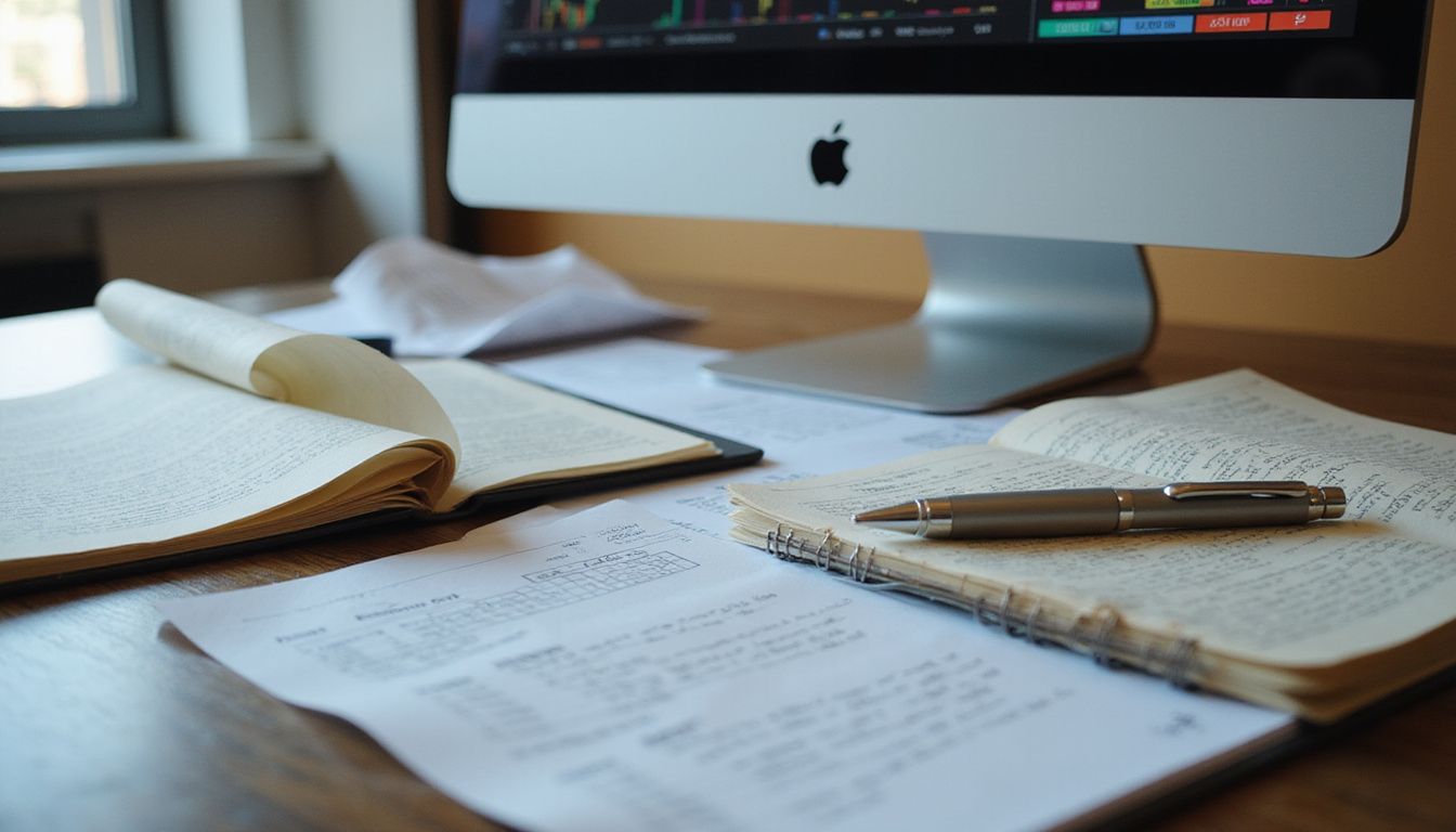 A neatly organized workspace showcasing a digital supplier scorecard on a monitor.