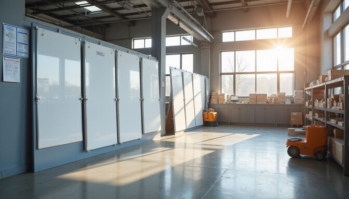 A spotless, organized manufacturing shop floor showcasing efficient workflow management. A spotless, organized manufacturing shop floor showcasing efficient workflow management.